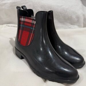 Henry Ferrera Girls Black  Slip On Rain Boots Size 1 Red Trim